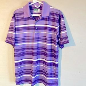 Ben Hogan Man Collar Short Stripes Bolo Sleeves Casual Man  Shirt Size M